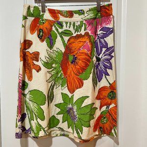 Zara Women Multicolor Floral Skirt with Sequin & Beading Details, Size 8